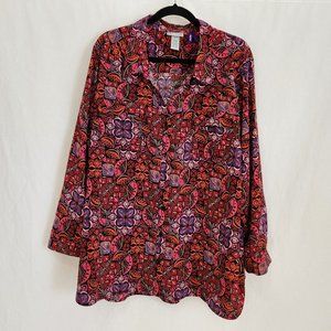 CATHERINES Multicolor Abstract Printed Shirt Size Petite 3XWP 26/28WP LIKE NEW!